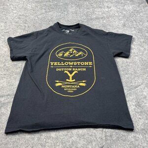 Yellowstone T Shirt Adult L Black 100% Cotton TV Show Dutton Ranch Montana